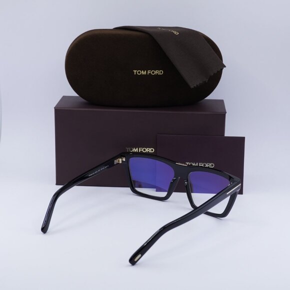 Tom Ford FT5912-B 001 Square Eyeglasses 57mm – Shiny Black